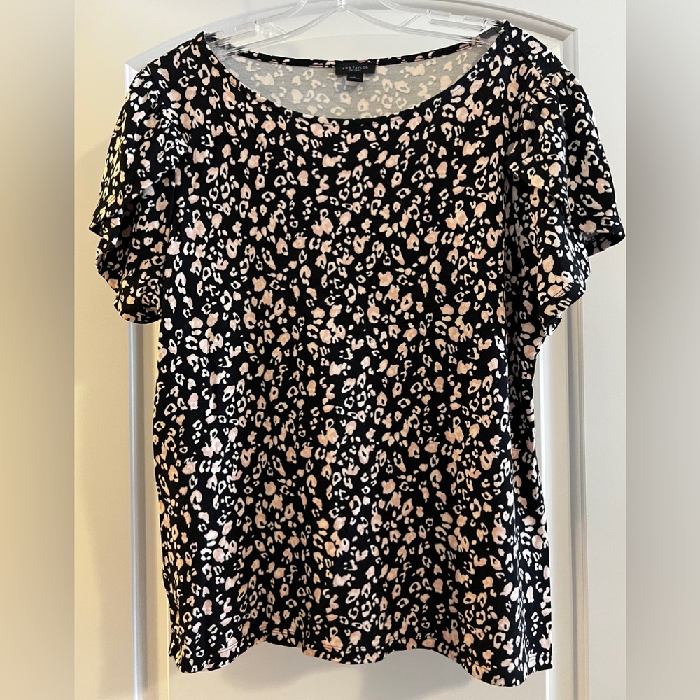 Ann Taylor Black and Pink Patterned Blouse